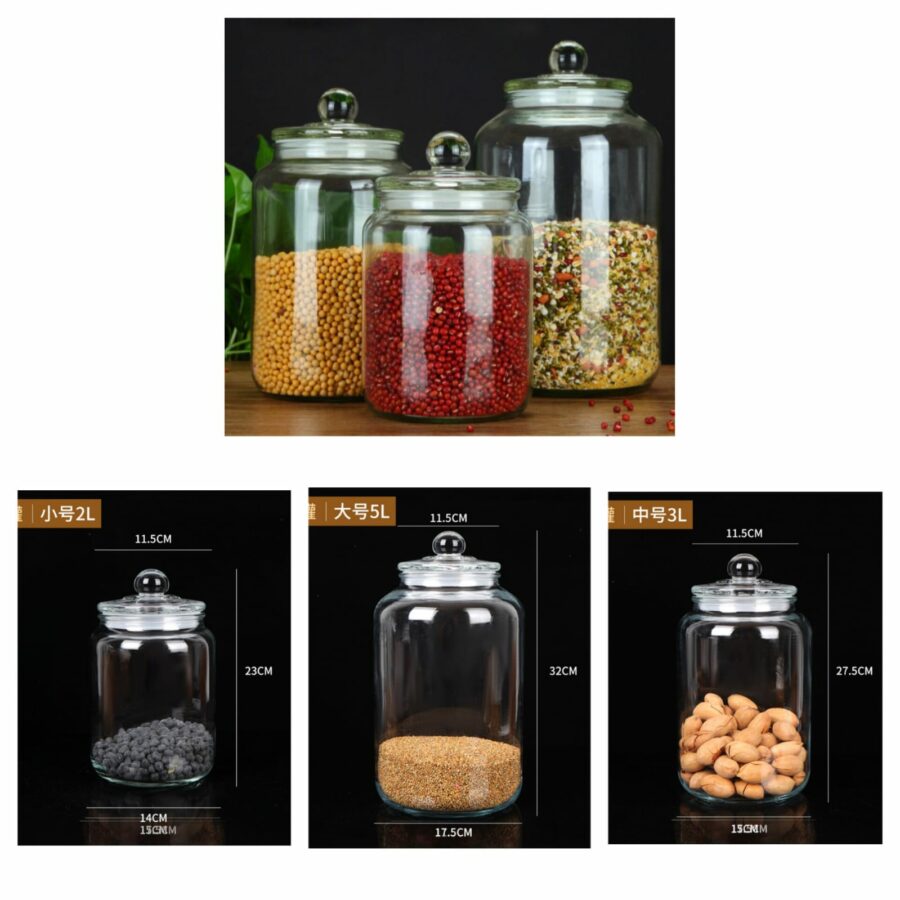 3pc Set Round Glass Jars- Airtight