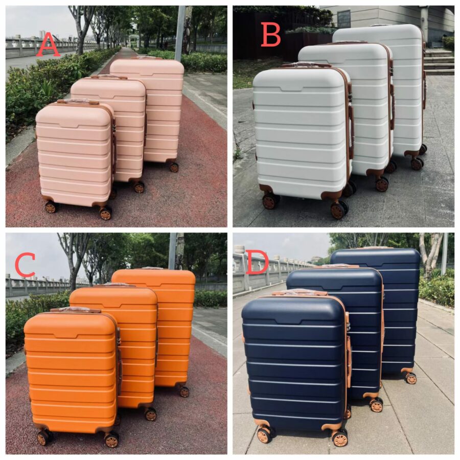 Ribbed 3pc suitcase set