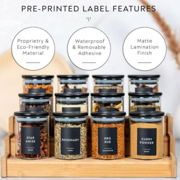 12pc Glass seasoning jars with black lids