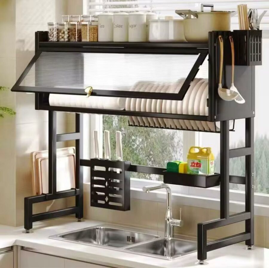 Over the sink dish rack with drawer