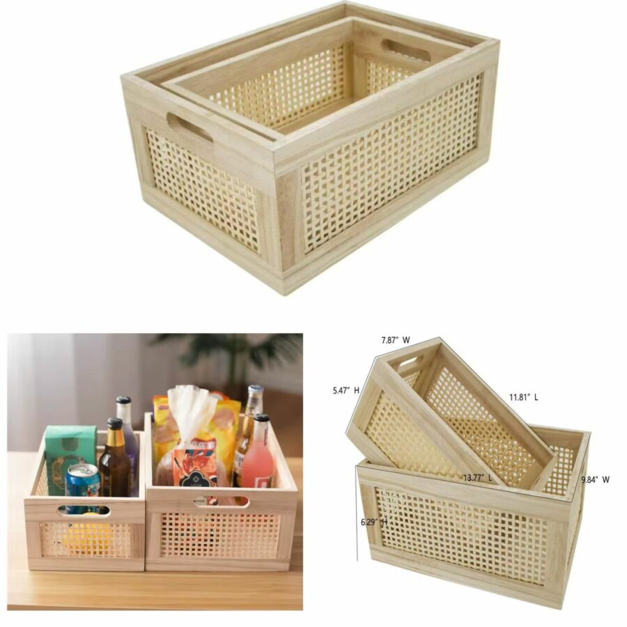 2pc Bamboo storage basket