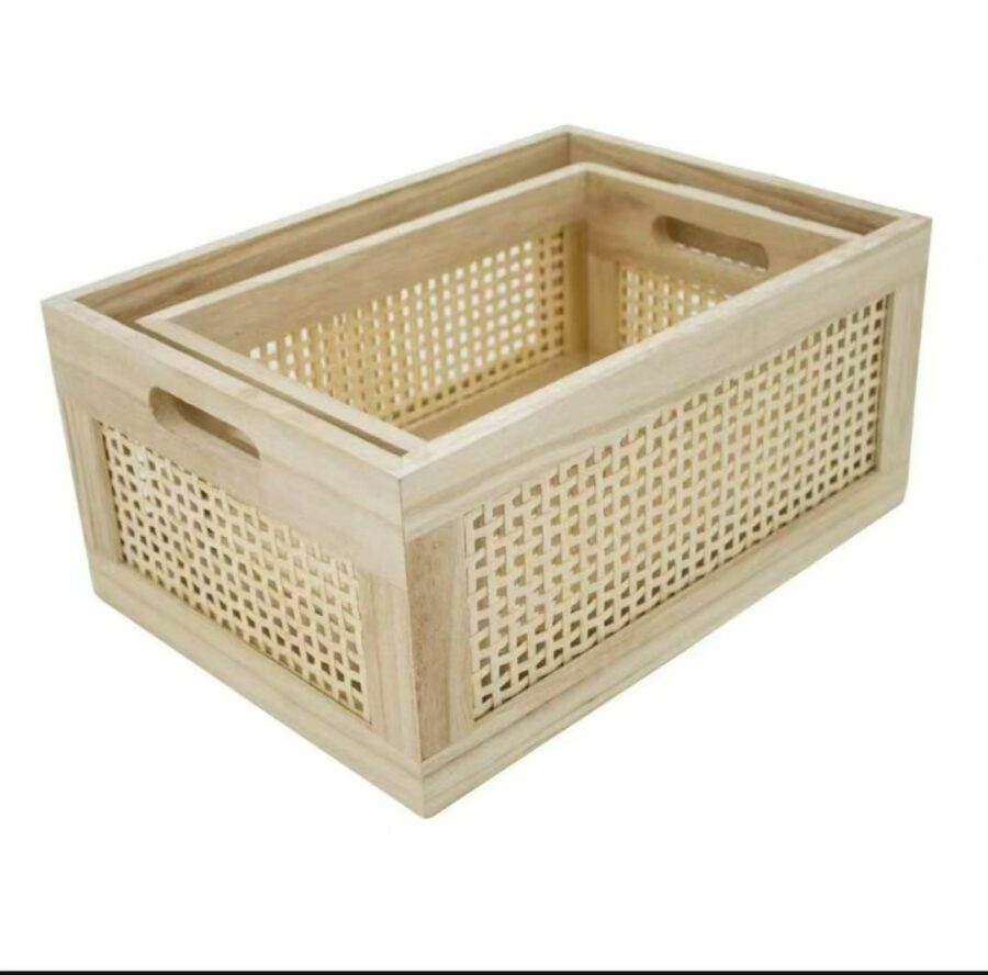 2pc Bamboo storage basket
