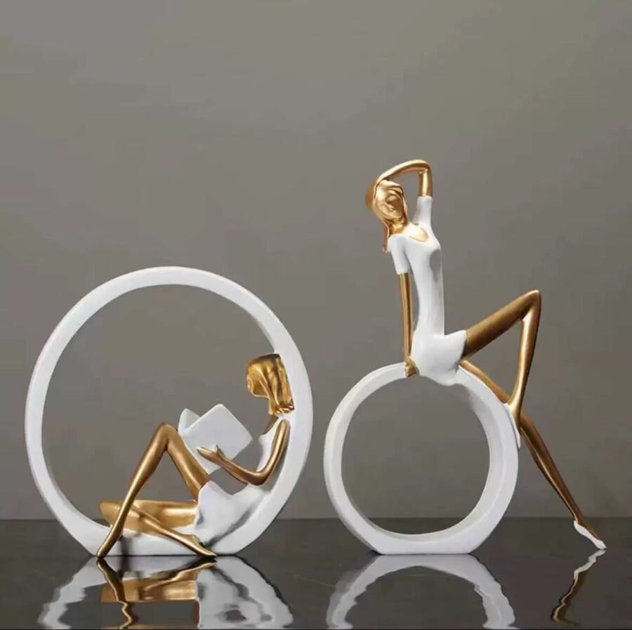 Elegant resin lady statue