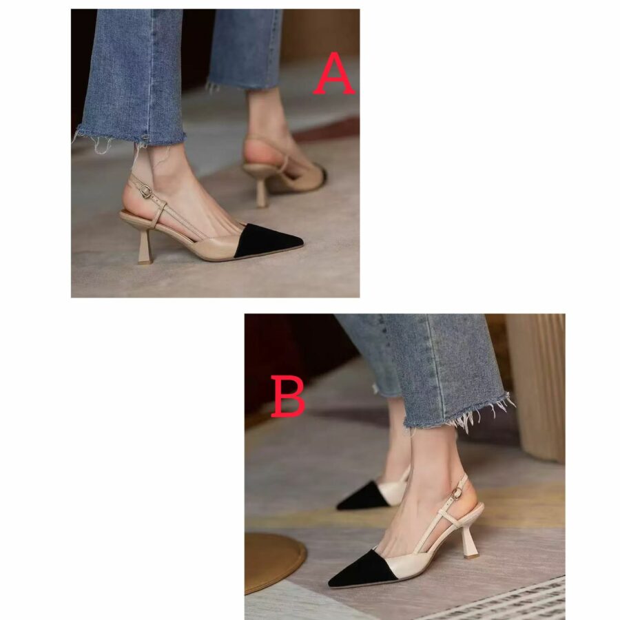 Pointed two toned kitten heels