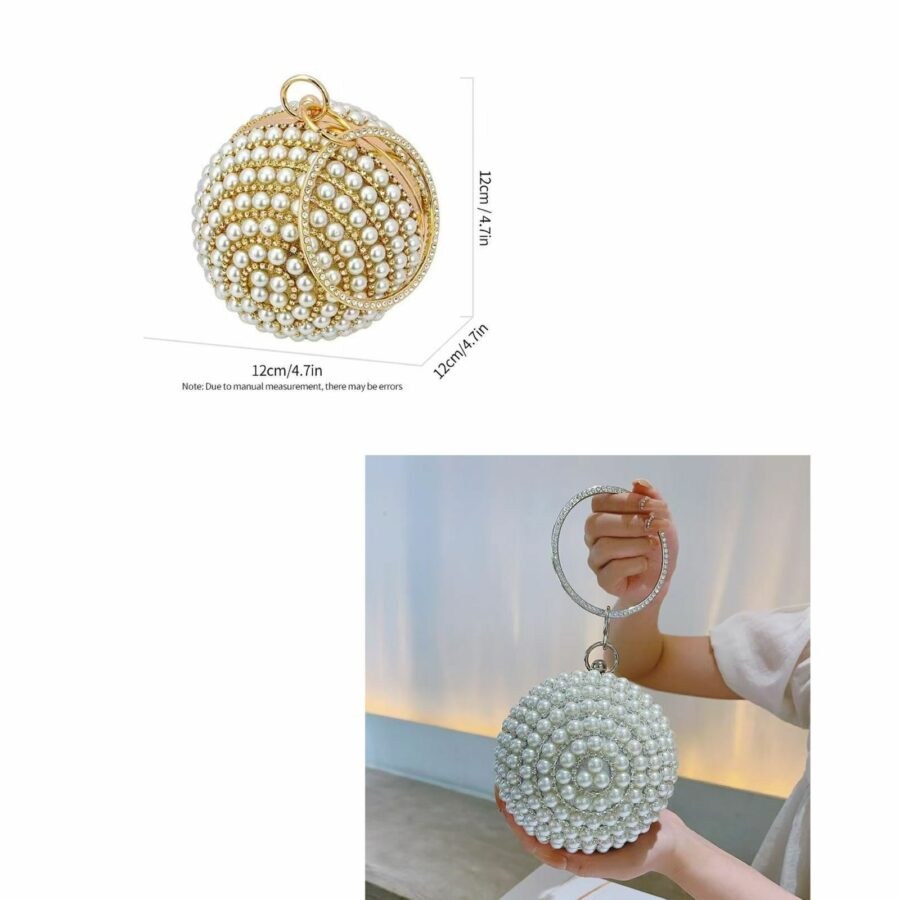Pearl round clutch bag