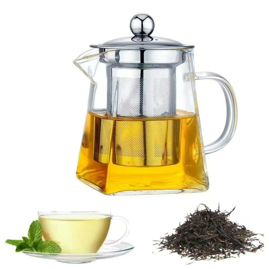 Square glass tea pot with Strainer