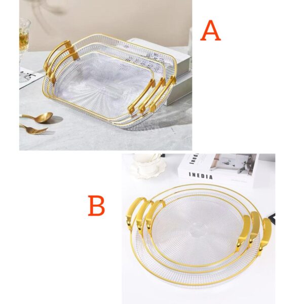 3pc serving tray with gold handles