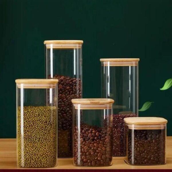 Square long glass jar