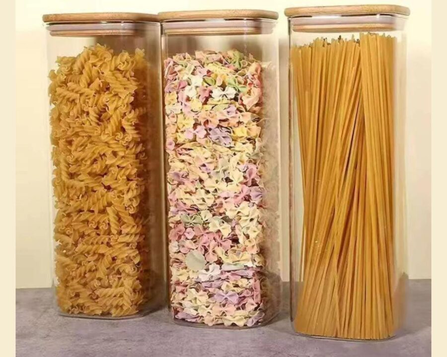Square long glass jar