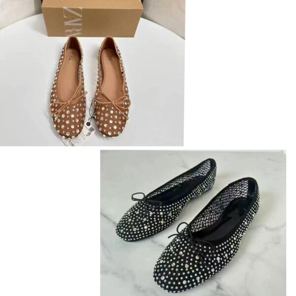 Rhinestone ballet flat shoes