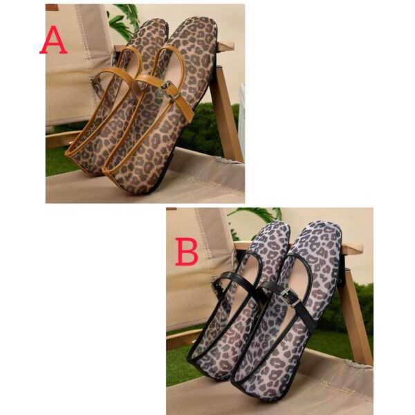 Leopard mesh ballet shoes