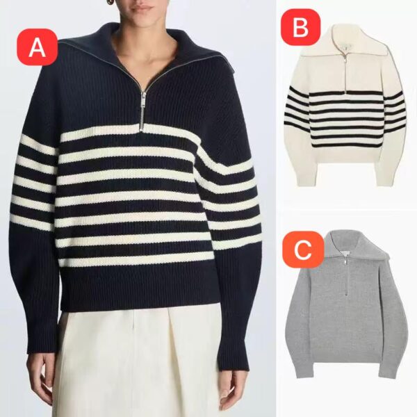 Knitted half zip sweater