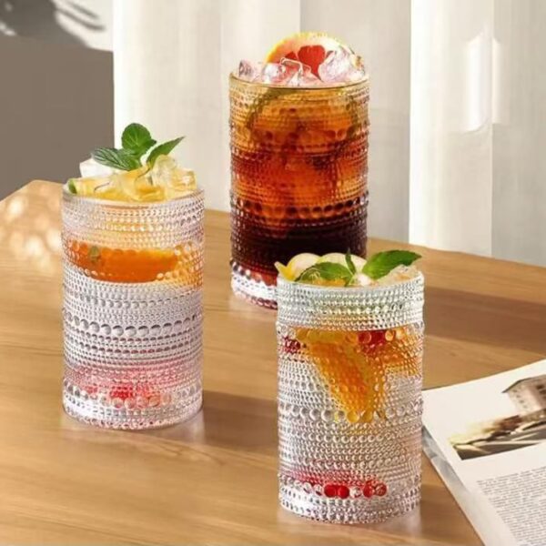 6pc embossed glass