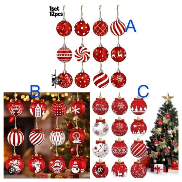 Red Christmas balls set