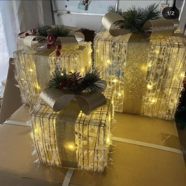 3pc lighted Christmas gift boxes